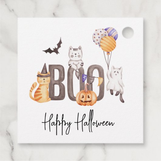 Cute Boo Happy Halloween Cats Ghosts Pumpkin Kind Bedankjes Labels (Achterkant)