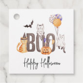 Cute Boo Happy Halloween Cats Ghosts Pumpkin Kind Bedankjes Labels (Voorkant)