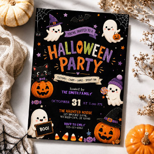 Cute Boo Kostuums Kinderen Halloween Feest Kaart