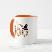 Cute BOO Lettering Ghost and Pumpkin Halloween Mok (Voorkant links)