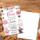 cute boo party pink ghost – Halloween 2nd birthday Kaart