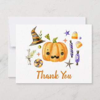 Cute Boo Pumpkin Spooktacular Halloween Bash Bedankkaart