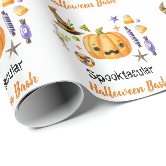 Cute Boo Pumpkin Spooktacular Halloween Bash Cadeaupapier (Rol Hoek)