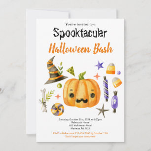 Cute Boo Pumpkin Spooktacular Halloween Bash Kaart