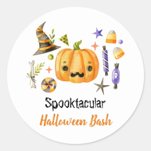 Cute Boo Pumpkin Spooktacular Halloween Bash Ronde Sticker (Voorkant)