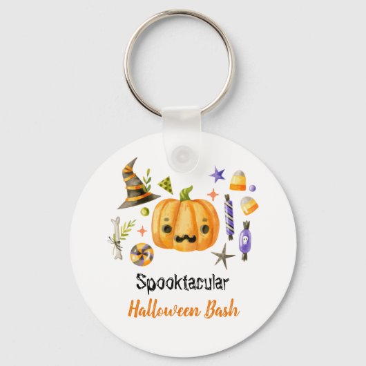 Cute Boo Pumpkin Spooktacular Halloween Bash Sleutelhanger (Voorkant)