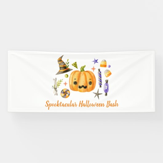 Cute Boo Pumpkin Spooktacular Halloween Bash Spandoek (Horizontaal)