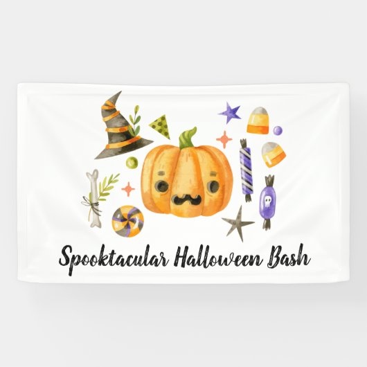 Cute Boo Pumpkin Spooktacular Halloween Bash Spandoek (Horizontaal)