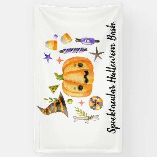 Cute Boo Pumpkin Spooktacular Halloween Bash Spandoek (Verticaal)