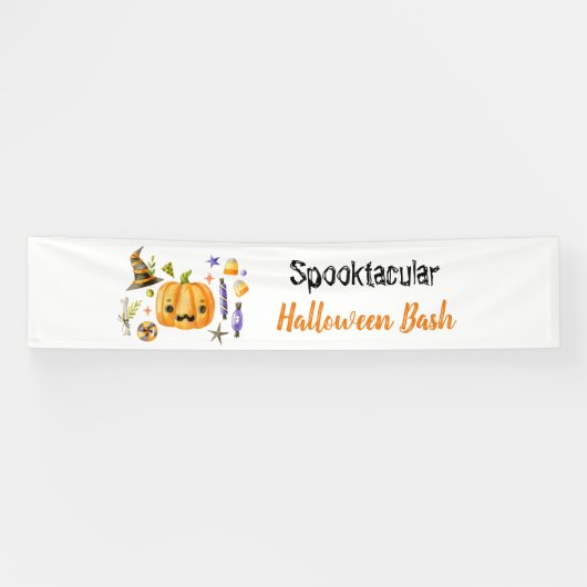 Cute Boo Pumpkin Spooktacular Halloween Bash Spandoek (Horizontaal)