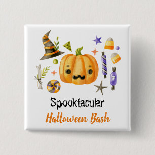 Cute Boo Pumpkin Spooktacular Halloween Bash Vierkante Button 5,1 Cm