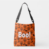Cute Boo. Spooky Trees en Bats Halloween Pattern Crossbody Tas (Voorkant)