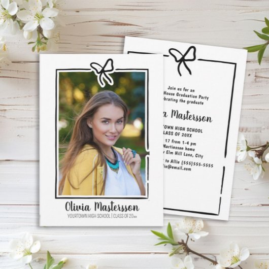 Cute Boog Frame Foto Open Huis Afstudeerfeest Kaart
