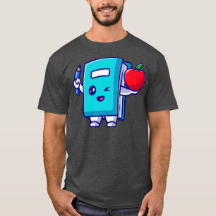Cute Book Holding Potlood and Apple Cartoon T-shirt