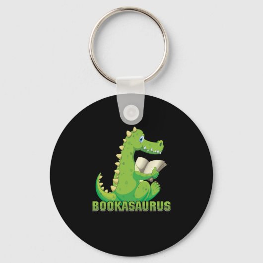 Cute Book Lover Bookworm Bookish Dinosaur Bookasau Sleutelhanger (Voorkant)