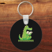 Cute Book Lover Bookworm Bookish Dinosaur Bookasau Sleutelhanger (Voorkant)