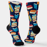 Cute Book Lover Pattern Navy Blue Librarian