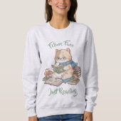 Cute Book Lover Sweater Cozy Cat Reading (Voorkant)