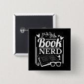 Cute Book Nerd Book Lover Vierkante Button 5,1 Cm (Voorkant /achterkant)