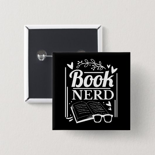 Cute Book Nerd Book Lover Vierkante Button 5,1 Cm (Voorkant /achterkant)