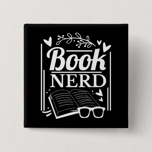 Cute Book Nerd Book Lover Vierkante Button 5,1 Cm (Voorkant)