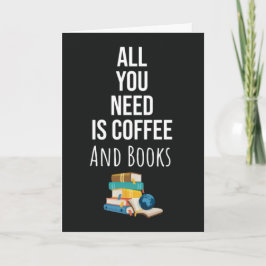 Cute Book Reading Cards Coffee Typography Reader Kaart