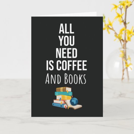 Cute Book Reading Cards Coffee Typography Reader Kaart (Gele Bloem)