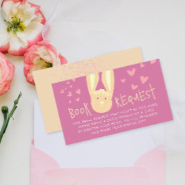 Cute Book Request Bunny Pink 1st Birthday Party Informatiekaartje