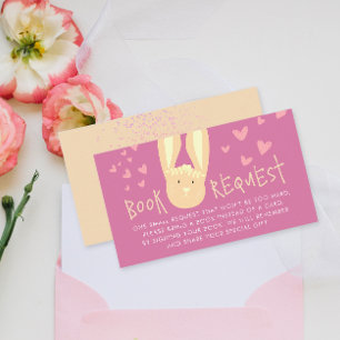 Cute Book Request Bunny Pink 1st Birthday Party Informatiekaartje