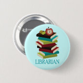Cute Book Stack Librarian Gift Ronde Button 5,7 Cm (Voorkant /achterkant)