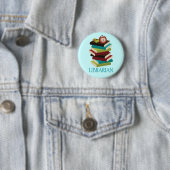 Cute Book Stack Librarian Gift Ronde Button 5,7 Cm (In situ)