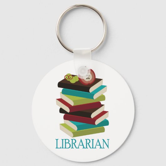 Cute Book Stack Librarian Gift Sleutelhanger (Voorkant)