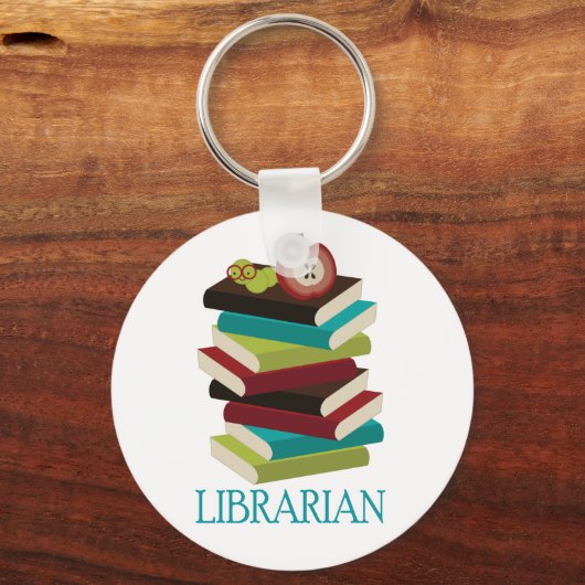 Cute Book Stack Librarian Gift Sleutelhanger (Voorkant)
