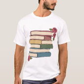 Cute Book Stack with Roses T-shirt (Voorkant)