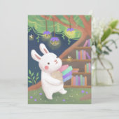Cute Bookaholic Bunny Illustration Kaart (Staand voorkant)