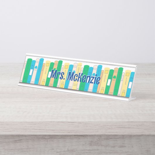 Cute Books Engelse leraar Bureau Naambordje (Voorkant)