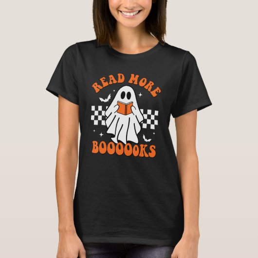 Cute Books Ghost leest meer boeken grappige leraar T-shirt (Voorkant)