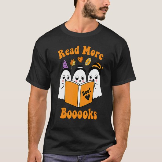 Cute Books Ghost leest meer boeken grappige leraar T-shirt (Voorkant)