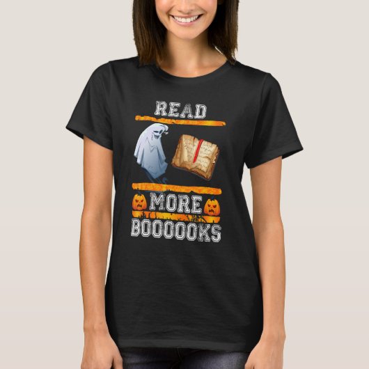 Cute Books Ghost leest meer boeken grappige leraar T-shirt (Voorkant)