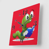 Cute Bookworm Animal Print Children's Vierkante Klok (Hoek)