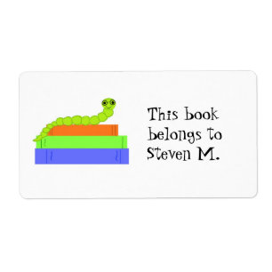 Cute Bookworm Bookplate Etiket