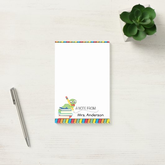 Cute Bookworm, een notitie van leraar, gepersonali Post-it® Notes (Kantoor)