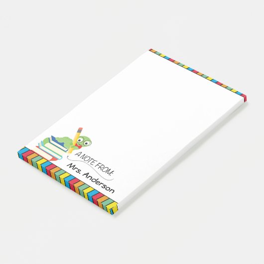Cute Bookworm, een notitie van leraar, gepersonali Post-it® Notes (Schuin)
