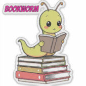 Cute Bookworm Sticker | Adorable Reading Worm  (Voorkant)