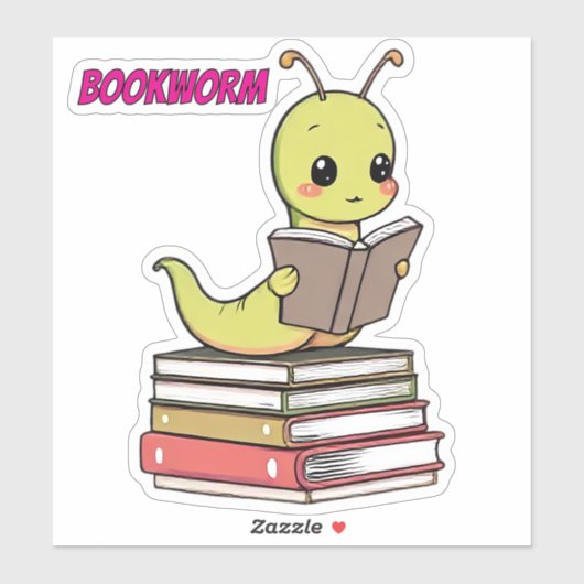 Cute Bookworm Sticker | Adorable Reading Worm  (Vel)