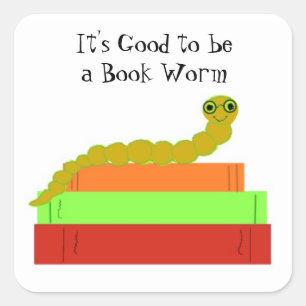 Cute Bookworm Vierkante Sticker