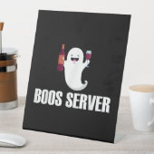 Cute Boos Server Bartender Waitress Halloween Reclamebord Met Voetstuk (Insitu)