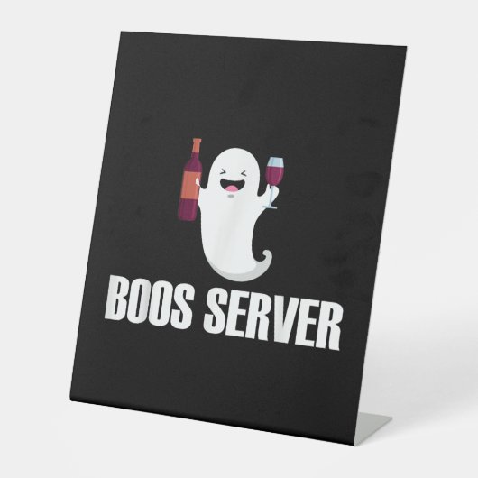 Cute Boos Server Bartender Waitress Halloween Reclamebord Met Voetstuk (Voorkant)