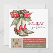 Cute Boots and Bow Holiday Party  Aankondiging (Voorkant)