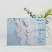 Cute boots met baby shower van harttriplets kaart (Staand voorkant)